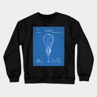 Edison Lamp Patent - Housewarming Home Hallway Entry Decor Art - Blueprint Crewneck Sweatshirt
